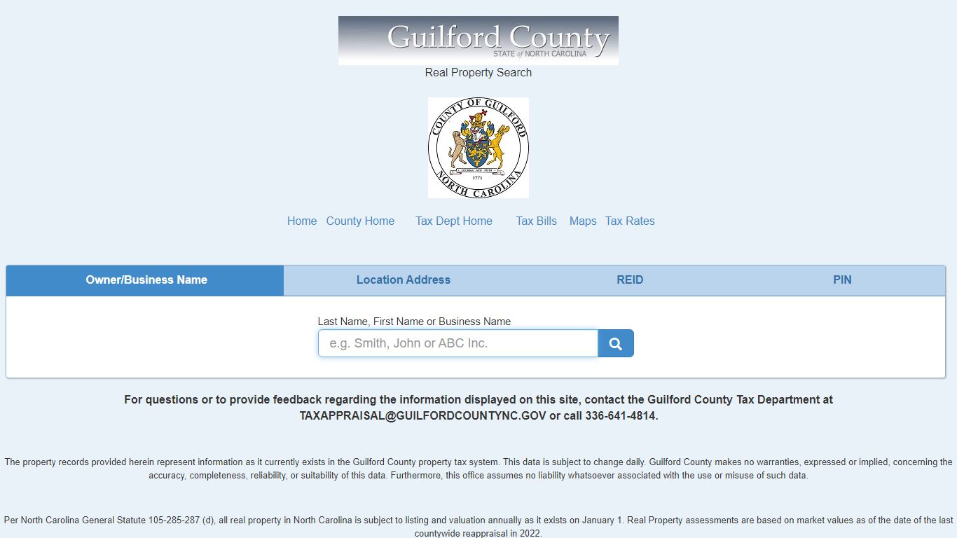 Property Search - Guilford County, NC